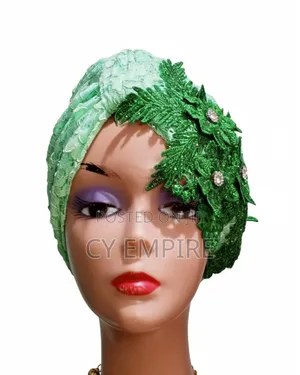 Mint Green Lace Turban Cap