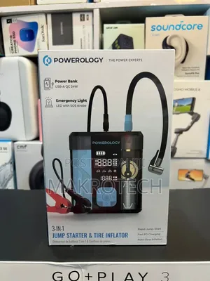 Powerology 3-in-1 Jump Starter & Tire Inflator - Black/Blue