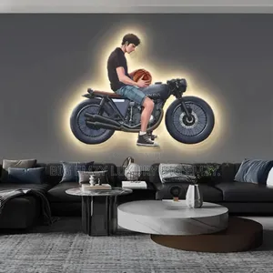 Man on Bike Wall Art Light.