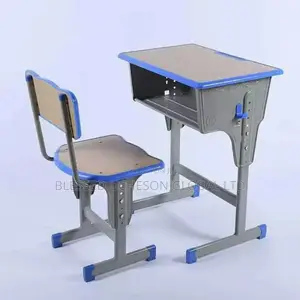 Wooden and Metal Single Students Reading Table Chair