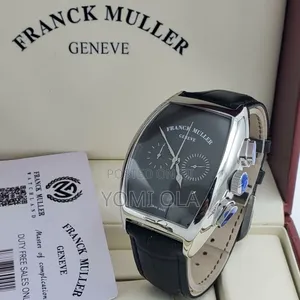 Franck Muller Black Dial Black Strap Leather Watch
