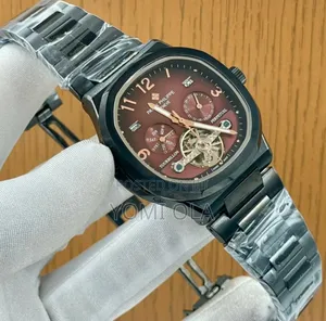 Patek Philippe Chocolate Dial Calendar Black Chain Watch
