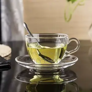 Tea Cup Coffee Mug Transparent Glass Cup Spoon and Saucer Milk Mugtea