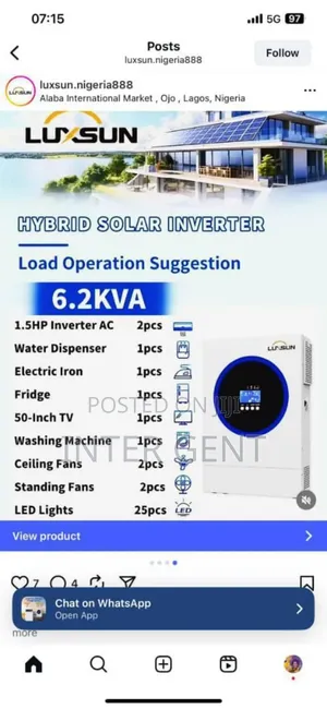 Luxsun 6.2kva 48v Hybrid Solar Inverter - 120a MPPT