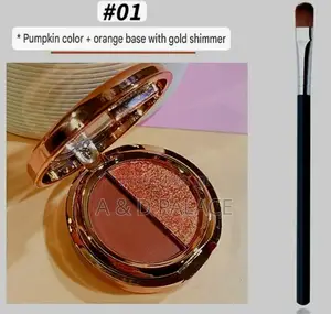Pumpkin Two-tone 01# Orange Base With Gold Shimmer Eyeshodow+Brush