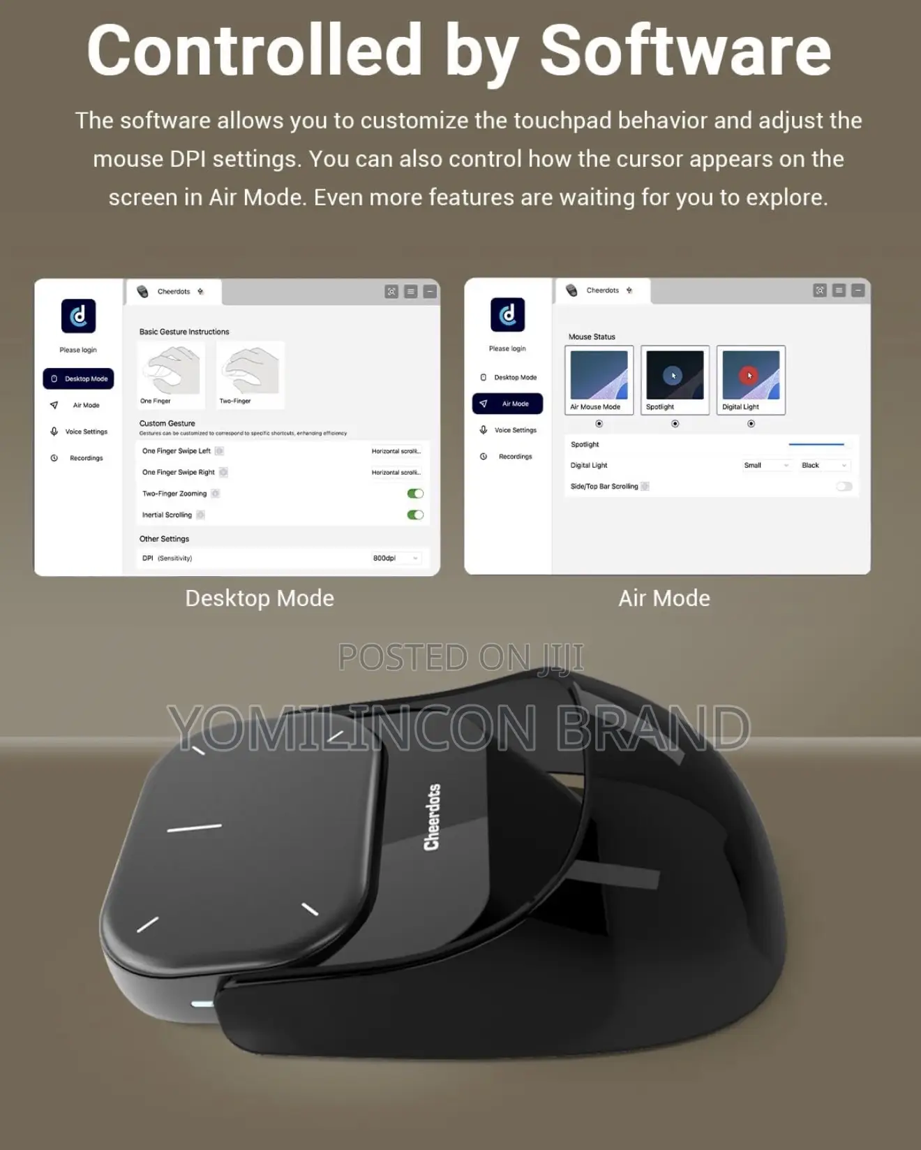 Cheerdots2 Touchpad Bluetooth Mouse With Presentation Mode, Detachable
