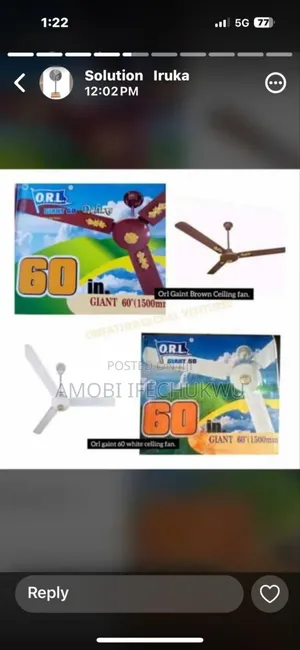 Giant 60"Inches Orl Ceiling Fan