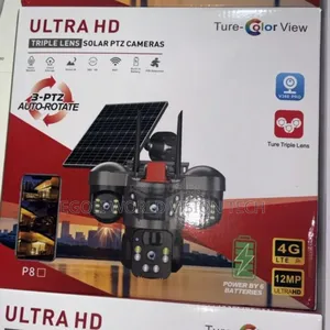 Ultra Hd Triple Lens Solar PTZ Cameras 3-PTZ Auto-Rotate V380 Pro