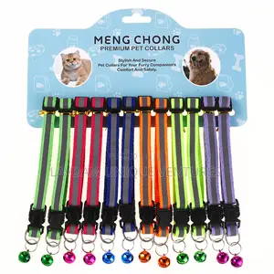 Pet Bell Collar Bow Set – Reflective Dog/Cat Collar With Paw Print