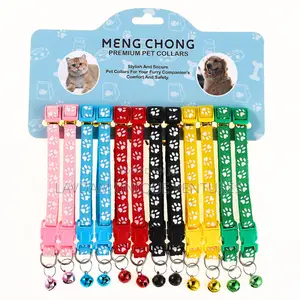 Pet Bell Collar Bow Set – Reflective Dog/Cat Collar With Paw Print