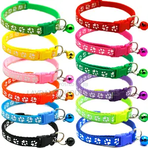 Pet Patch Paw Print Collar With Bell for Cats Dogs | Bell Collar