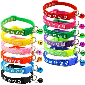 Pet Patch Paw Print Collar With Bell for Cats Dogs | Bell Collar