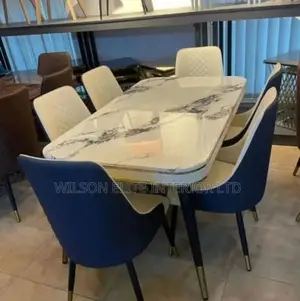 Blue Back Marble Top Dinning Set