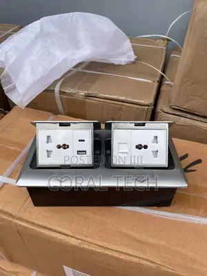 Double Pop Up Floor Socket Silver Universal Power Usb Data Type C