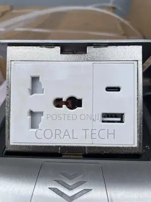 Double Pop Up Floor Socket Silver Universal Power Usb Data Type C