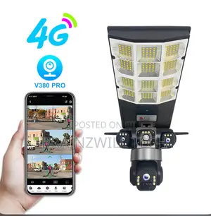 V380 4g Complete Triple Lens Camera 8mp With Solar Street Light 180w