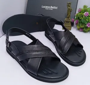 Black Color Leather Sandals