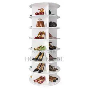 7-Tier White 360 Degree Revolving Lazy Susan Display Convertible Woode