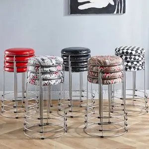 Round Metal Morden Stackable Dining Stool Chair