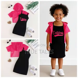 California Pink Hoodies And Black Dress Set Ages 2 To 8 Years