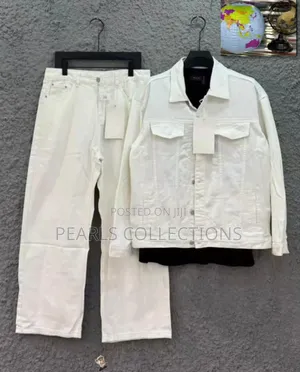White Color Up and Down Set for Men (2-Piece)