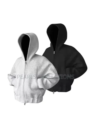 Black Hooded Zipper Jacket