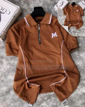 Luxury Design Brown Collar Neck T-Shirt