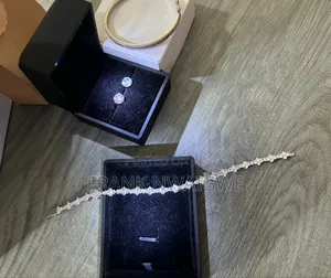 925 Sterling Silver Earring and Tennis Cz Bracelet Combo