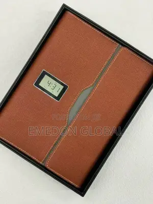 Wireless Charging Business Folder Notebook With Clock