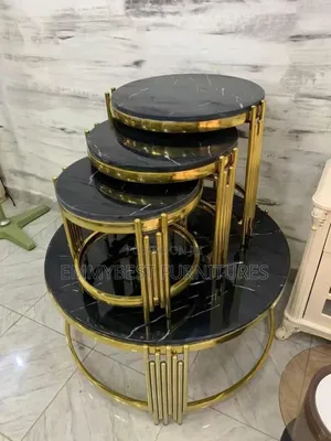 Marble Top Center Table And 3 Step Side Tables.