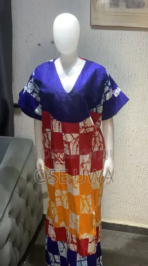 Bubu Ankara Gown Mix With Blue Asooke