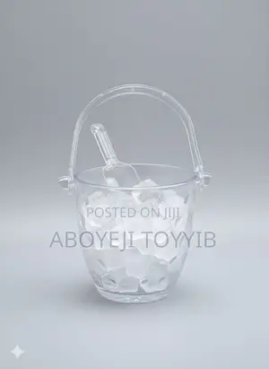 Glass Ice Bucket With Handle and Ice Tong Holds