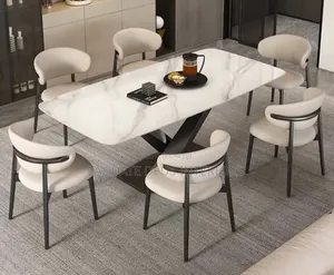 Contemporary 6 Seaters Marble Top Dining