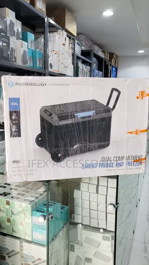 Powerology Portable Fridge 40l With Dual Compartment And Trolley