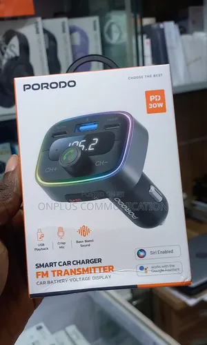Porodo Dual Microphone Fm Transmitter Charger 45w