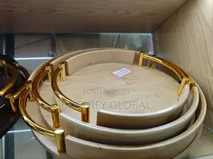 Round Brown Wooden Tray 3 in 1