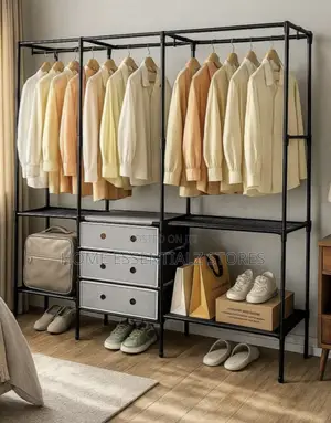 3 - Partitioned Naked Wardrobe Clothes Hanger