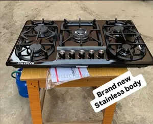 Original Polystar Black Stainless Steel Built-in 5 Burners Gas Cooker