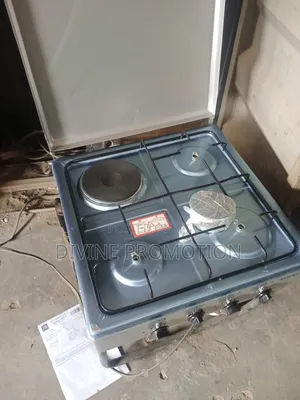 Maxi 3+1(Electric Burner) Table Top Gas Cooker With Blue Frames.