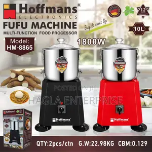 10l Hoffmans Electric Fufu Machine and Multi Function Food Processor.