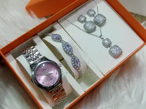 Movado Ladies Silver Watch Jewelry Set - Silver