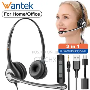 Wantek Usb Earphone With Microphone Work Headset for Pc/Laptop/Phone