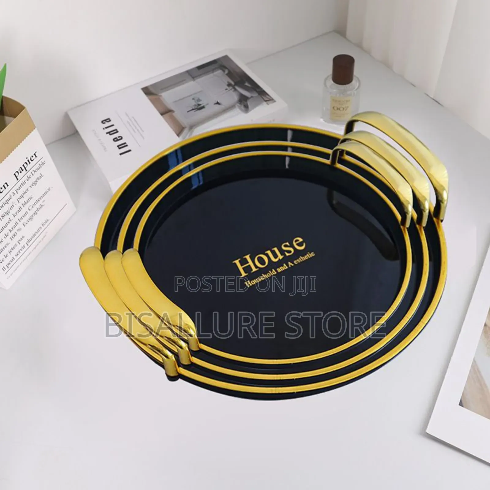 Toubf Serving Tray With Gold Edges