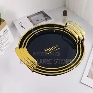 Toubf Serving Tray With Gold Edges