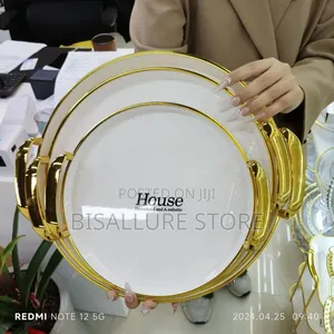 Toubf Serving Tray With Gold Edges