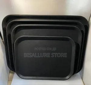 Black Rectangle Nonslip Bar Tray