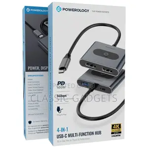 Powerology 4-in-1 Usb-C Multi-Function Hub
