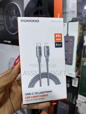Porodo 30w Type-C to Lightning Braided 3m Cable