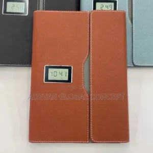 Wireless Charging Business Folder Notebook With Phone Stand and Clock