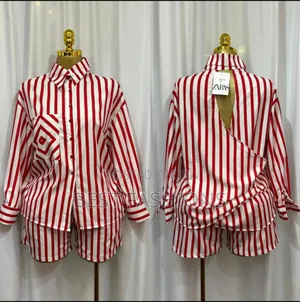 Lady's Red Strip 2 Pieces Short